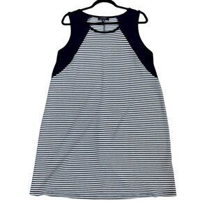 Karen Kane Womens Navy Striped Sleeveless A-Line Midi Dress 1X Coastal Beachy
